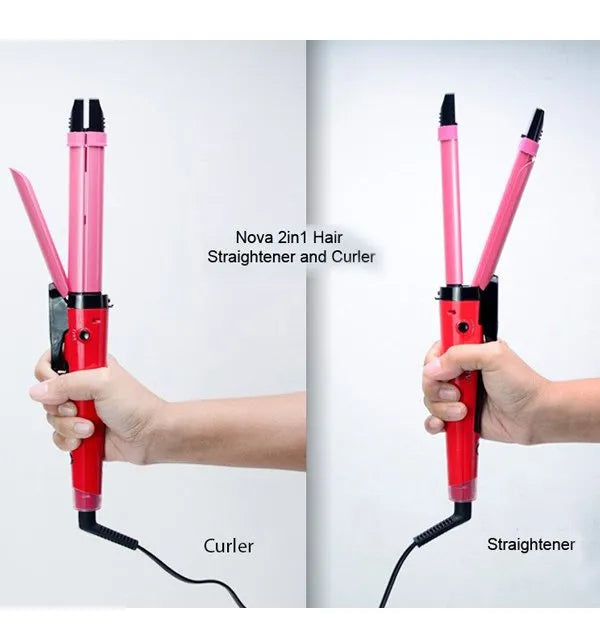 Nova 2-in-1 Hair Straightener & Curler for Women – Quick Heat Ceramic NH-2009