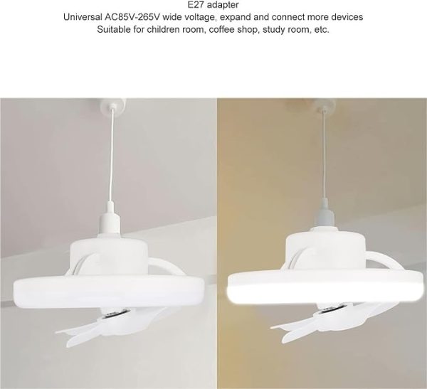 360° Rotating Ceiling Fan with Light & Remote – Socket Mount, Adjustable Airflow