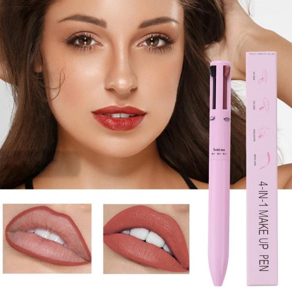 4-in-1 Waterproof Makeup Pen – Lip, Eyebrow, Liner & Highlight Pencil (Random)