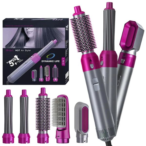 5-in-1 Hair Dryer Brush Kit – Electric Blow Dryer, Curler & Straightener Tool