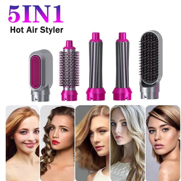 5-in-1 Hair Dryer Brush Kit – Electric Blow Dryer, Curler & Straightener Tool