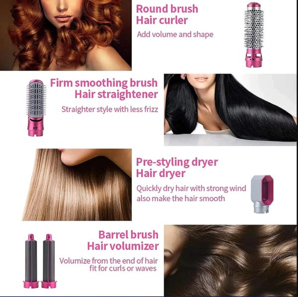 5-in-1 Hair Dryer Brush Kit – Electric Blow Dryer, Curler & Straightener Tool