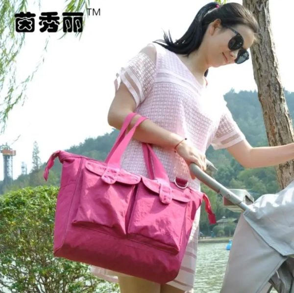 6pcs Baby Diaper Bag Set โ Mummy Changing Handbag with Storage & Bottle Holder