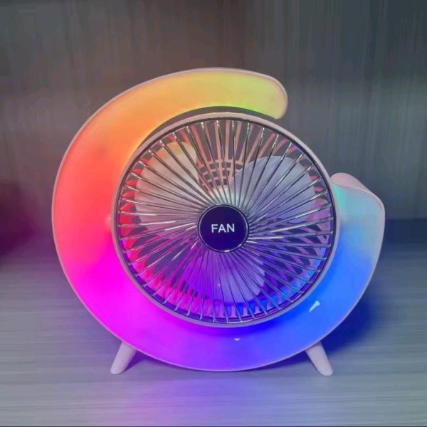 LED Mini Table Fan – USB Rechargeable, 3-Speed Silent Fan with 7 Colors Light