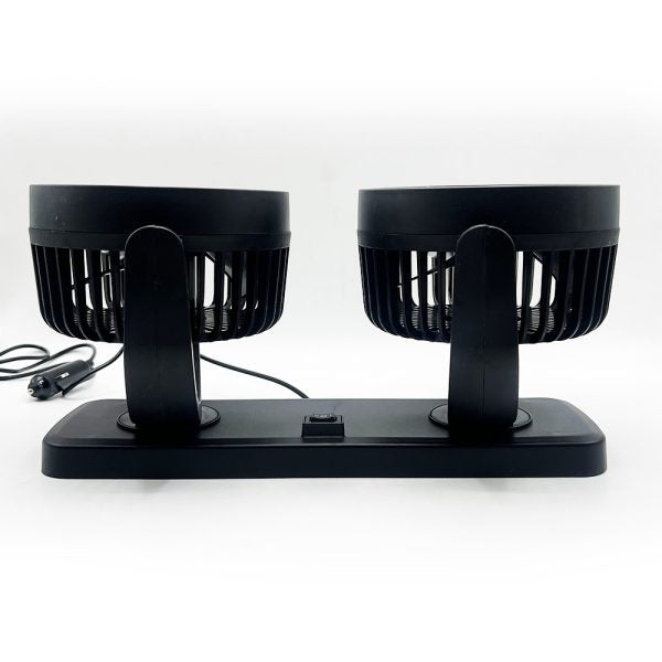 Dual Head Car Fan 4-Inch – 360° Rotating 12V/24V Cooling Fan with Plug & Box
