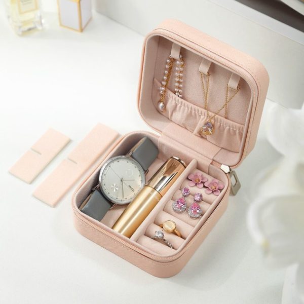 Compact Travel Jewelry Box – Leather Organizer Case for Women – Random Color