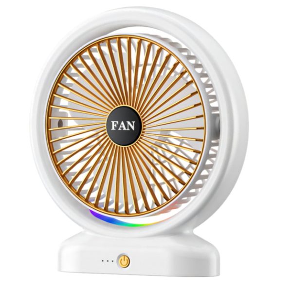 Mini Rechargeable Desktop Fan – 3-Speed USB Table Fan with LED Lights (Random)