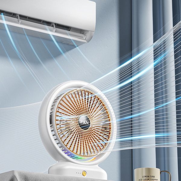 Mini Rechargeable Desktop Fan – 3-Speed USB Table Fan with LED Lights (Random)