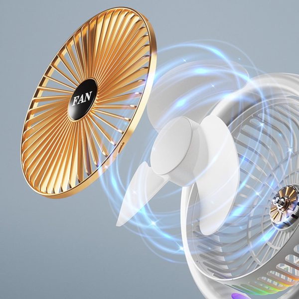 Mini Rechargeable Desktop Fan – 3-Speed USB Table Fan with LED Lights (Random)