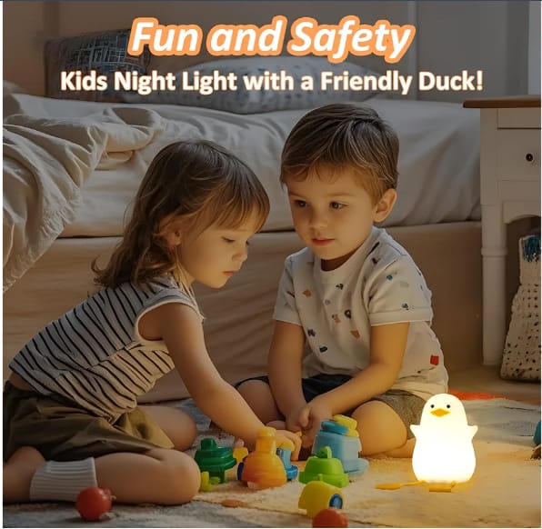 Cute Duck Night Light | LED Silicone Dimmable Touch Lamp – Rechargeable Bedside