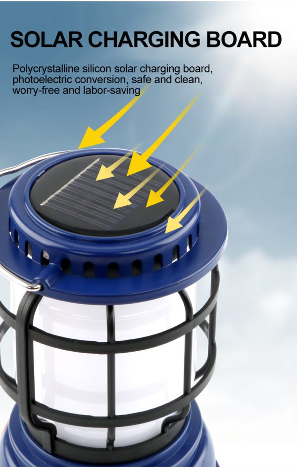 Handle LED Camping Lantern | Solar & Rechargeable Outdoor Tent Lamp – Random Color