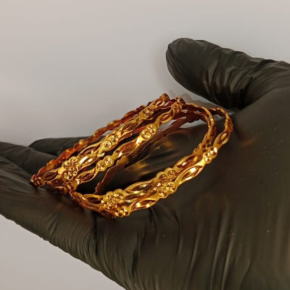 Gold Plated Churiyan Bangles Set – 6-Piece 2.5 Inch Bridal Bangles with Box