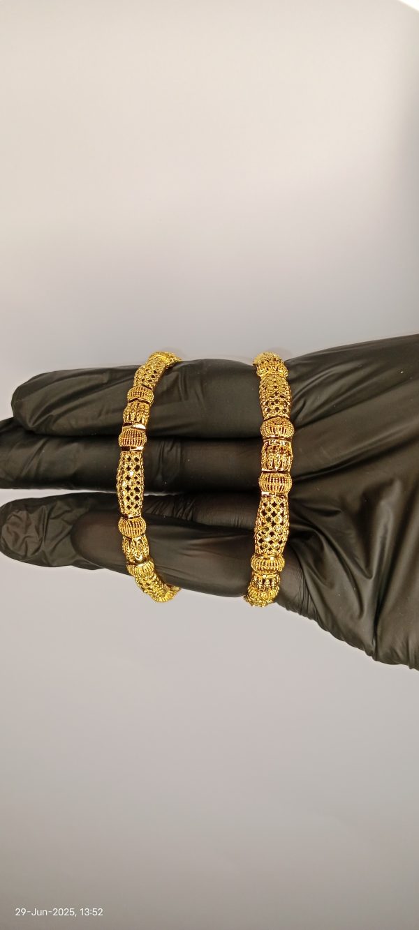 Gold Plated Bangle Pair for Women โ 2.5 Inch Elegant Wedding Wear (No Box)