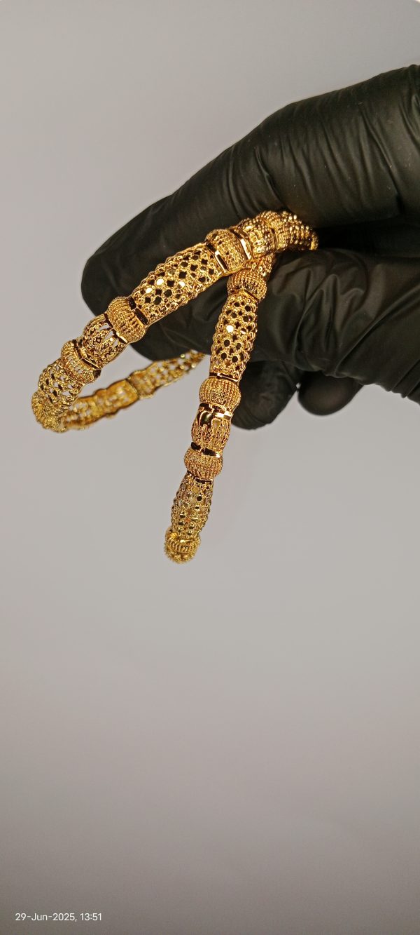 Gold Plated Bangle Pair for Women โ 2.5 Inch Elegant Wedding Wear (No Box)