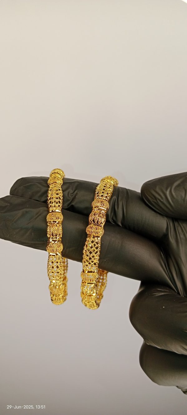 Gold Plated Bangle Pair for Women โ 2.5 Inch Elegant Wedding Wear (No Box)
