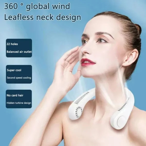 Mini Neck Hanging Bladeless Fan for Women – Rechargeable Summer Air Cooler