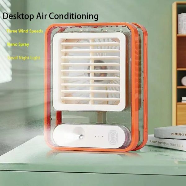 USB Mini Air Cooler – 3-Speed Desktop AC Fan with Humidifier & Purifier Spray
