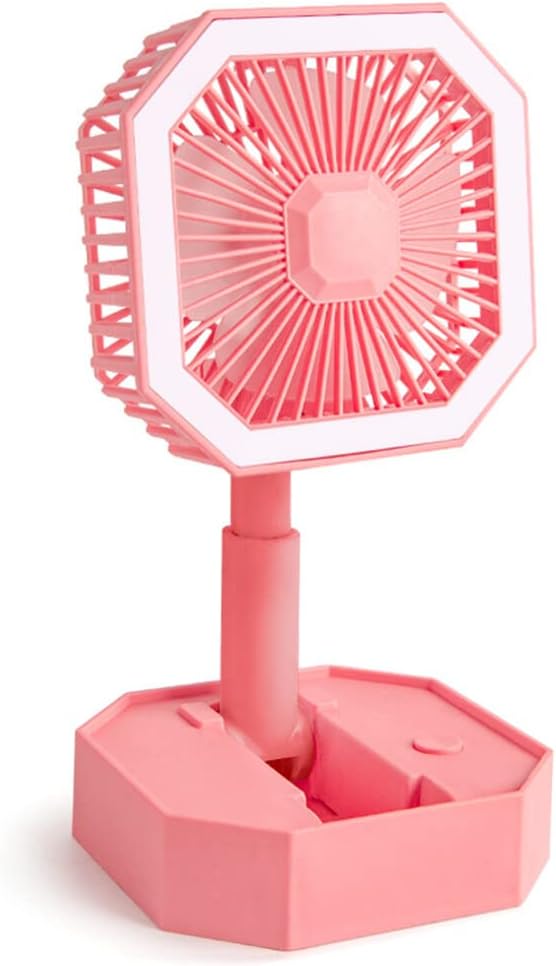 Portable Folding Table Fan – Adjustable Desktop Fan with Night Light (Random)