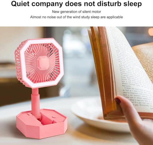 Portable Folding Table Fan – Adjustable Desktop Fan with Night Light (Random)