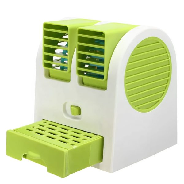 Portable Mini AC Air Cooler – USB & Battery Operated Dual Blower with Ice Tray