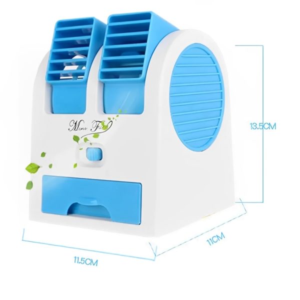 Portable Mini AC Air Cooler – USB & Battery Operated Dual Blower with Ice Tray
