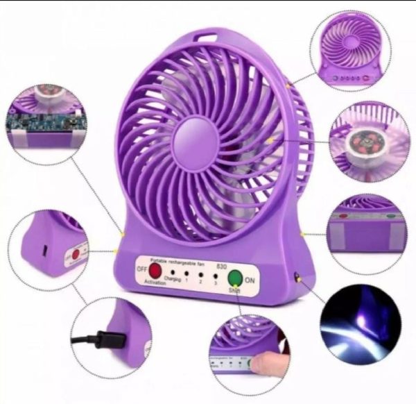 Mini USB Rechargeable Fan – 3-Speed Portable Desktop Cooling Fan (Random Color)