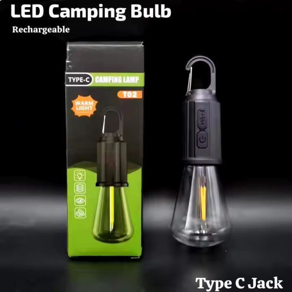 Rechargeable Portable LED Camping Lantern | Tent Lamp with Clip Hook – Type-C