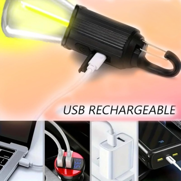 Rechargeable Portable LED Camping Lantern | Tent Lamp with Clip Hook – Type-C