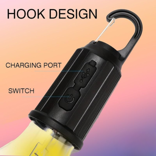 Rechargeable Portable LED Camping Lantern | Tent Lamp with Clip Hook – Type-C