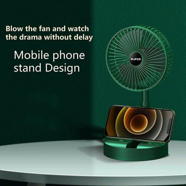 Rechargeable Telescopic Folding Fan – Adjustable Table Fan with 3 Speeds