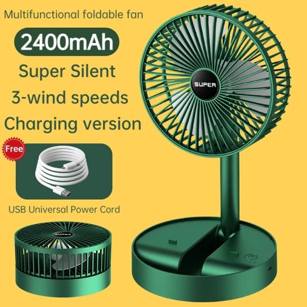Rechargeable Telescopic Folding Fan – Adjustable Table Fan with 3 Speeds