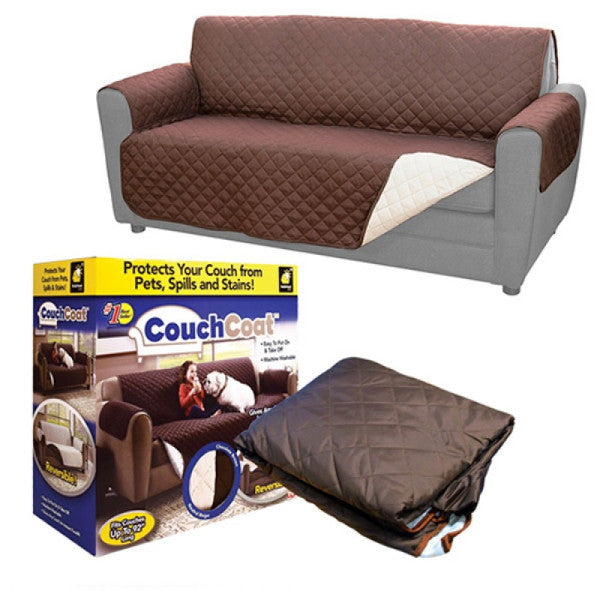 Reversible Double Sofa Cover Brown โ Washable Couch Protector for Home Use