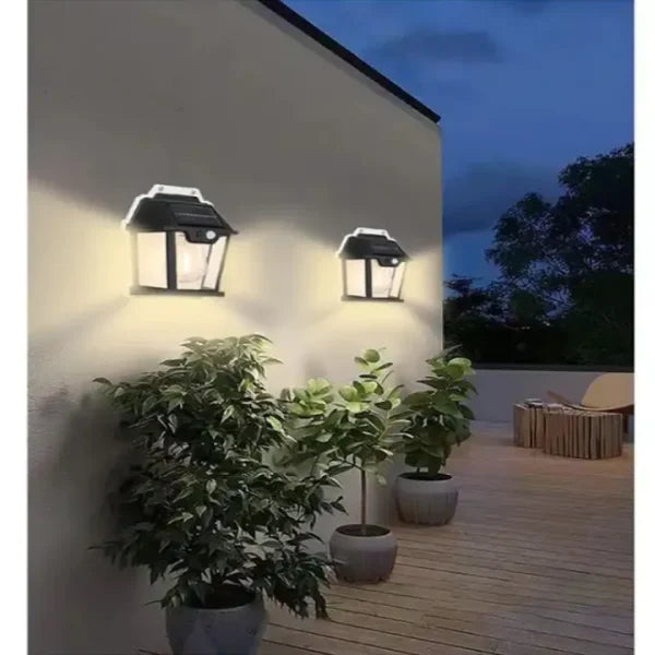 Solar Rechargeable Wall Lamp BK-888 | Waterproof Intelligent Garden Light