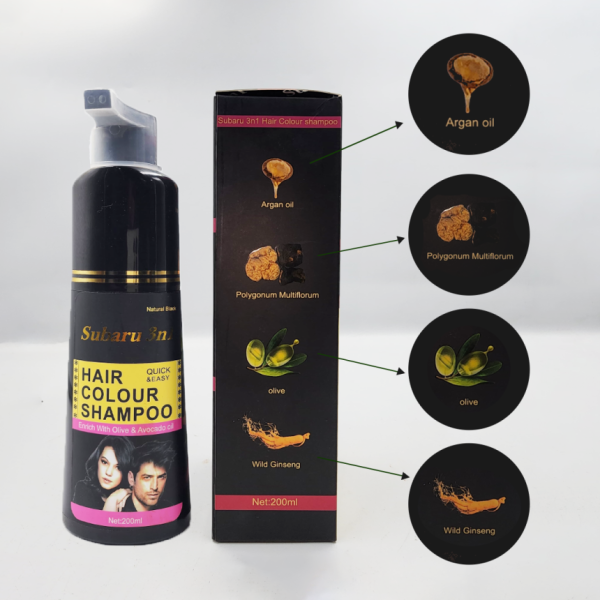 Subaru 3-in-1 Black Hair Color Shampoo โ 200ml for Men & Women | Long Lasting