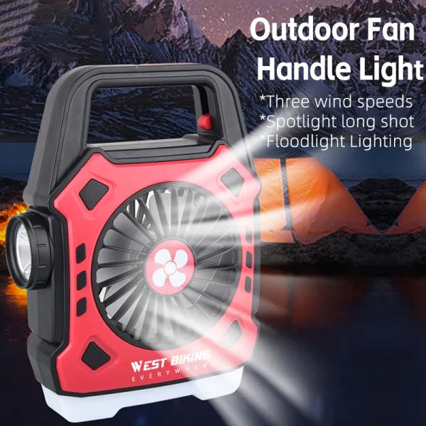 Camping Light Fan Power Bank – Rechargeable Mini Fan with Flashlight (Random)