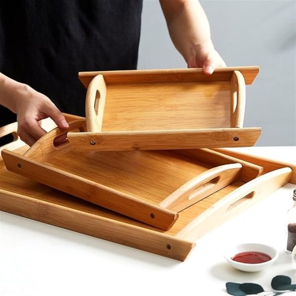 3 Pcs Wooden Serving Tray Set – Best Quality Kitchen & Home Tray Collection