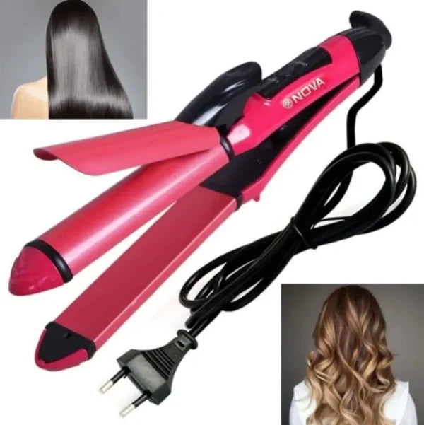 Nova 2-in-1 Hair Straightener & Curler for Women – Quick Heat Ceramic NH-2009