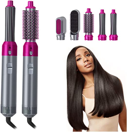 5-in-1 Hair Dryer Brush Kit – Electric Blow Dryer, Curler & Straightener Tool
