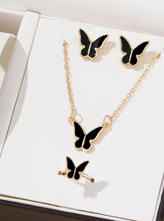 Butterfly Jewelry Set for Women | Pack of 4 – Necklace, Earrings & Ring