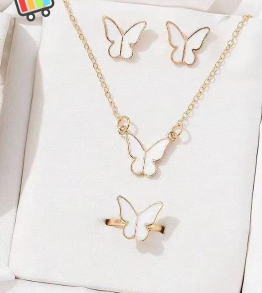 Butterfly Jewelry Set for Women | Pack of 4 – Necklace, Earrings & Ring