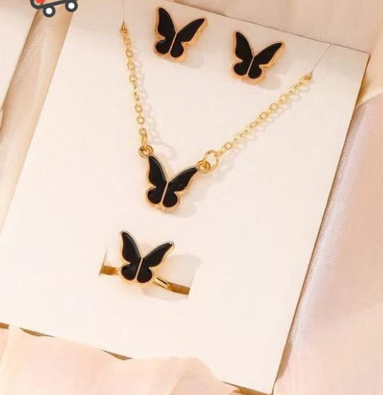 Butterfly Jewelry Set for Women | Pack of 4 – Necklace, Earrings & Ring