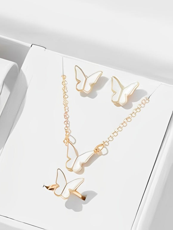 Butterfly Jewelry Set for Women | Pack of 4 – Necklace, Earrings & Ring