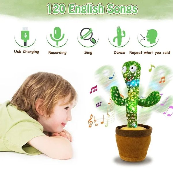 Dancing Cactus Toy – Singing & Talking Plush with Voice Recording & USB Charge