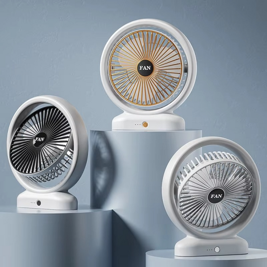 Mini Rechargeable Desktop Fan – 3-Speed USB Table Fan with LED Lights (Random)