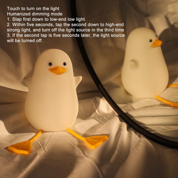 Cute Duck Night Light | LED Silicone Dimmable Touch Lamp – Rechargeable Bedside