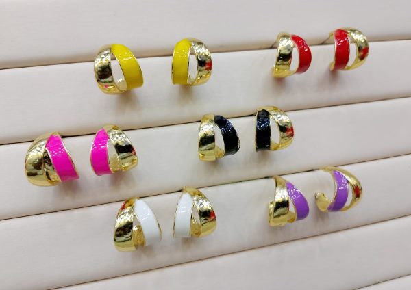 Dual Colour Korean Gold-Plated Earrings – Elegant Casual Wear Jewelry for Women