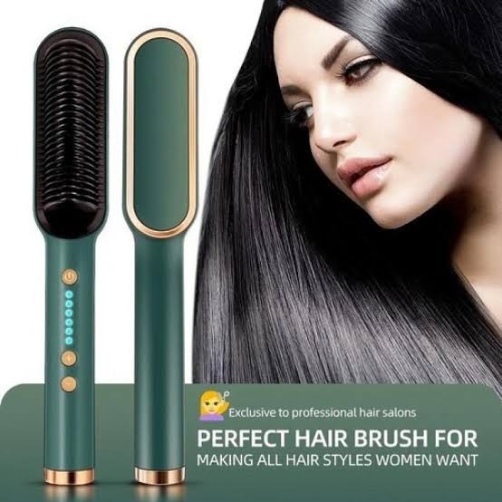 HQT-909B Hair Straightening Brush – Electric Heat Brush for Women (Random Color)