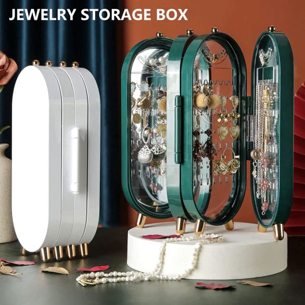 Jewelry Box Organizer with Mirror – Foldable Dustproof Case for Women’s Jewelry