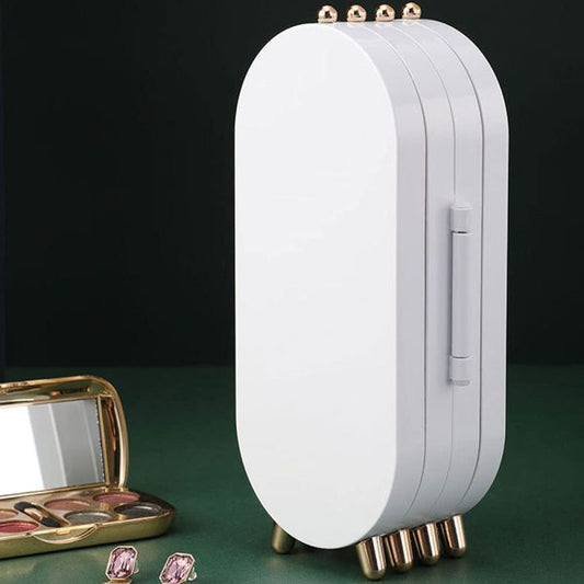 Jewelry Box Organizer with Mirror – Foldable Dustproof Case for Women’s Jewelry