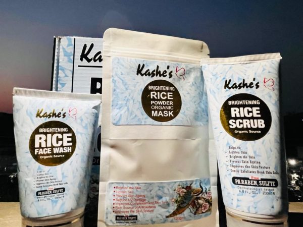 Kashe’s Rice Extract Bright & Glow Kit – Face Wash, Scrub & Mask for Women